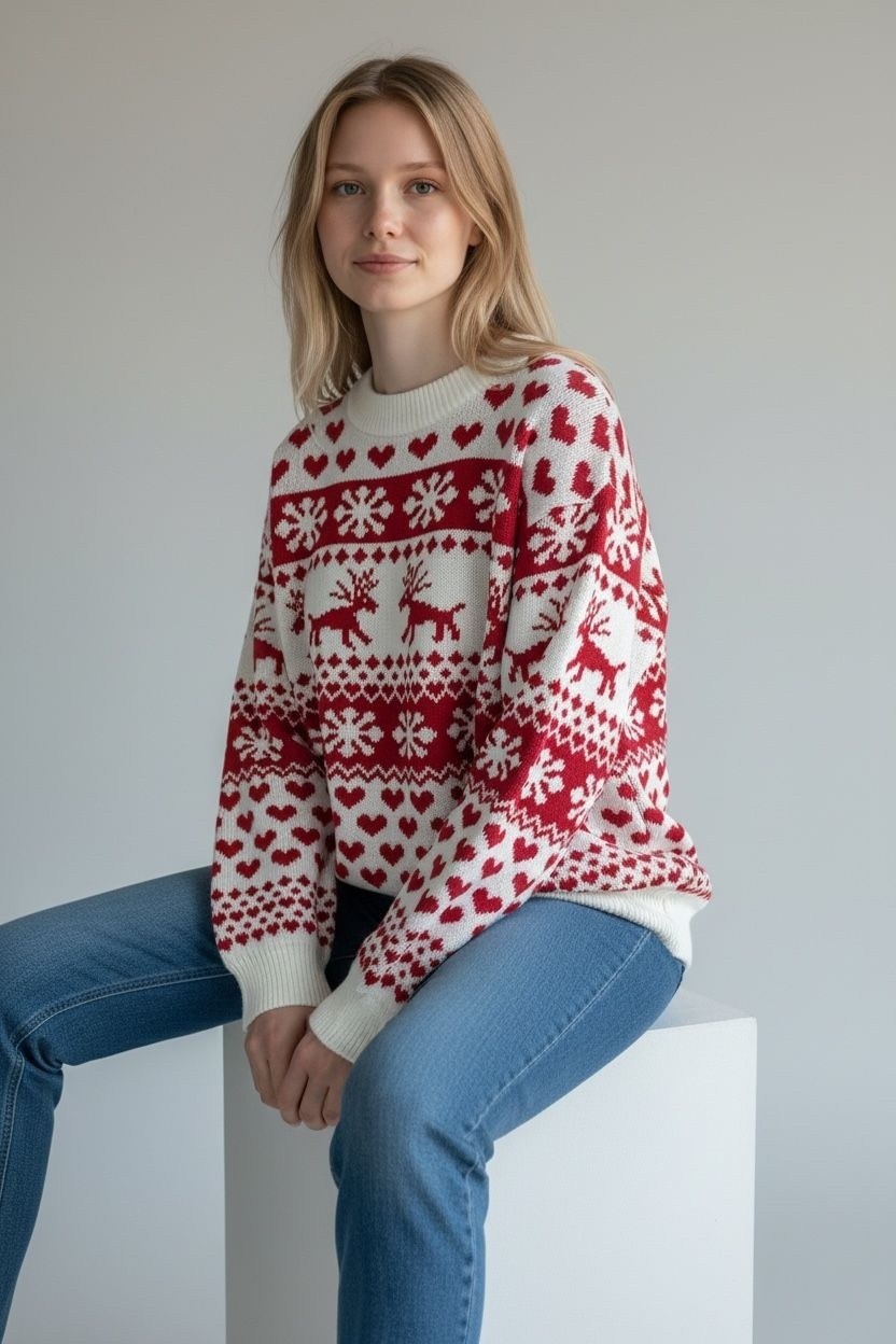 свитера с оленями,свитер с оленями женский,свитер женский новогодний,свитер новогодний вязаный с оленями,джемпер с оленями