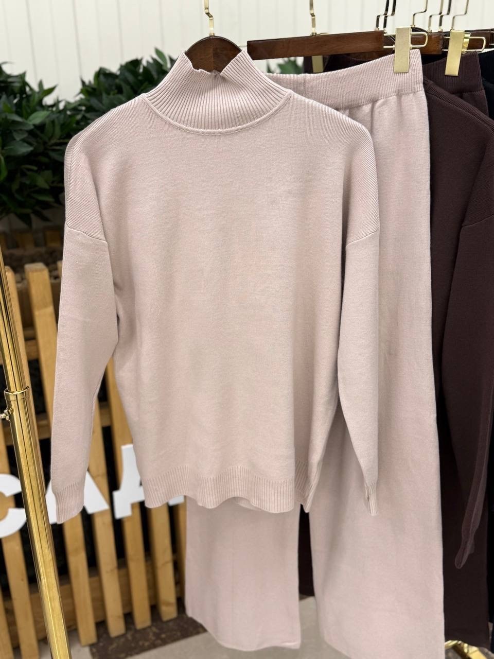 костюм вязаный теплый с брюками vievie,костюм вязаный теплый с брюками vievie цвет черный,костюм вязаный теплый с брюками vievie 257381484,костюм двойка женская,костюмы брючные