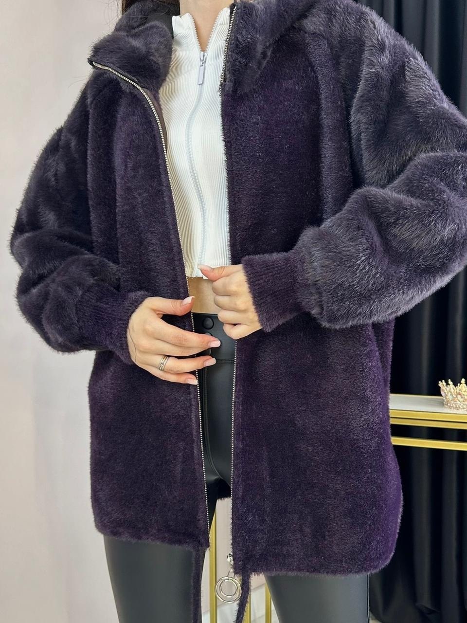 стильное пальто,шуба искусственная экошуба с капюшоном fashionsmart,кардиган пушистый,черный кардиган,шуба искусственная зимняя с капюшоном fashion smart