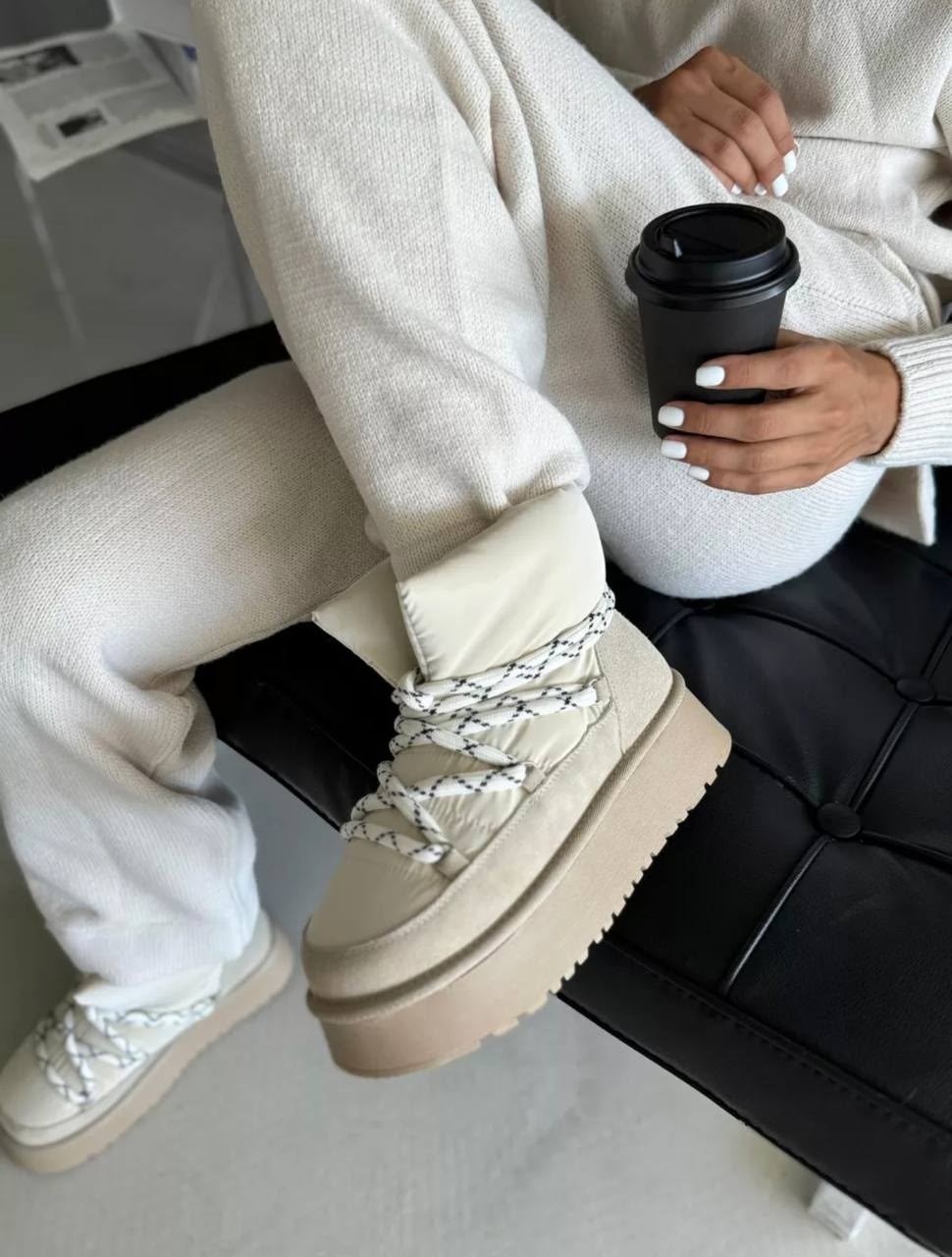 дутики непромокаемые зимние на платформе birkabrand,,дутики зимние на платформе,дутики непромокаемые зимние на платформе birkabrand цвет светло-бежевый,угги зимние на платформе