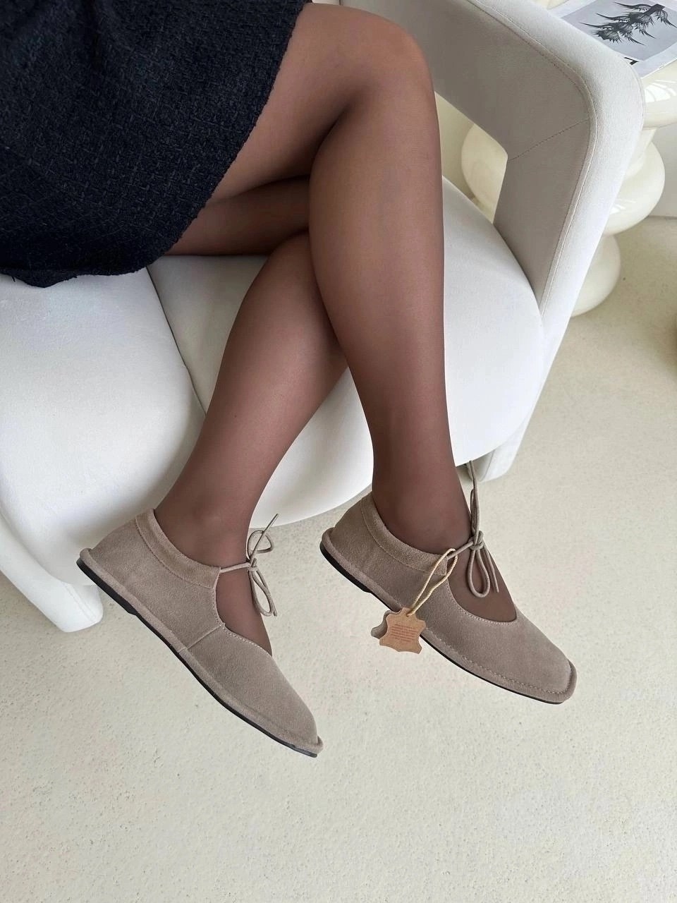 ,балетки женские замшевые,стильная ,женские замшевые туфли на плоской подошве коричневые однотонные, женская