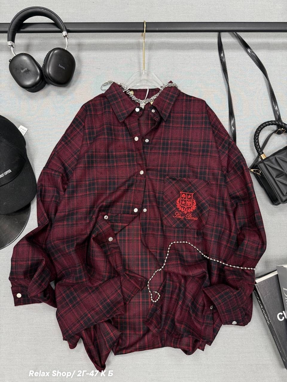 женская рубашка в клетку,женская рубашка в клетку оверсайз,рубашка в клетку оверсайз со стразами perferita,рубашка в клетку,рубашка в клетку оверсайз удлиненная