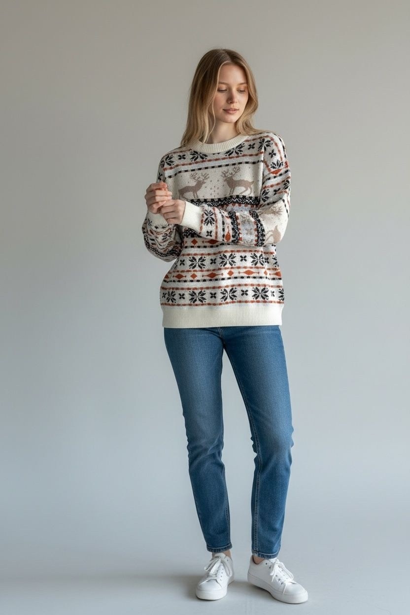 свитера с оленями,свитер с оленями женский,свитер женский новогодний,свитер новогодний вязаный с оленями,джемпер с оленями