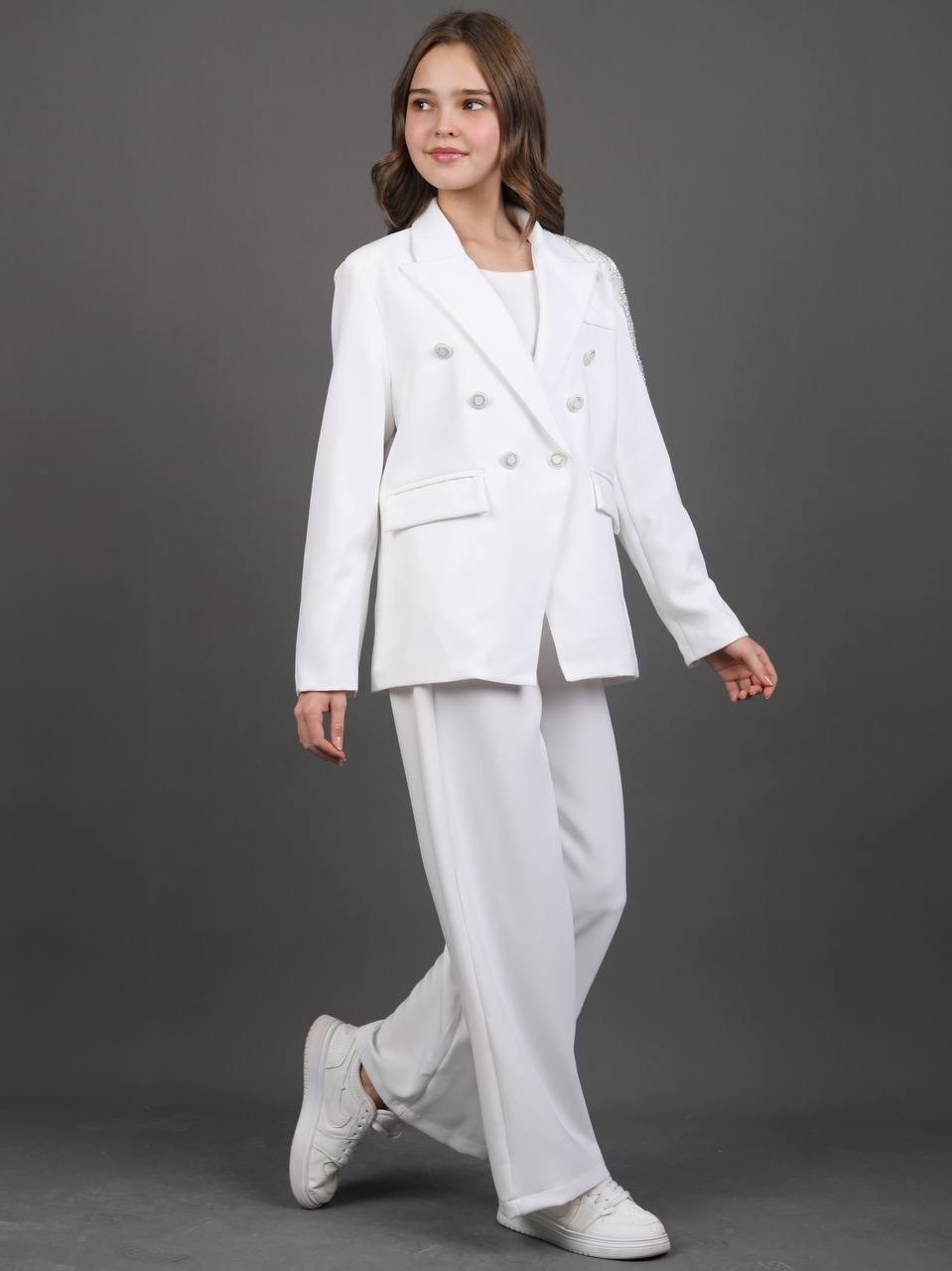 костюмы брючные,стильные костюмы,белый брючный костюм,брючный костюм для девочек,костюм нарядный брючный