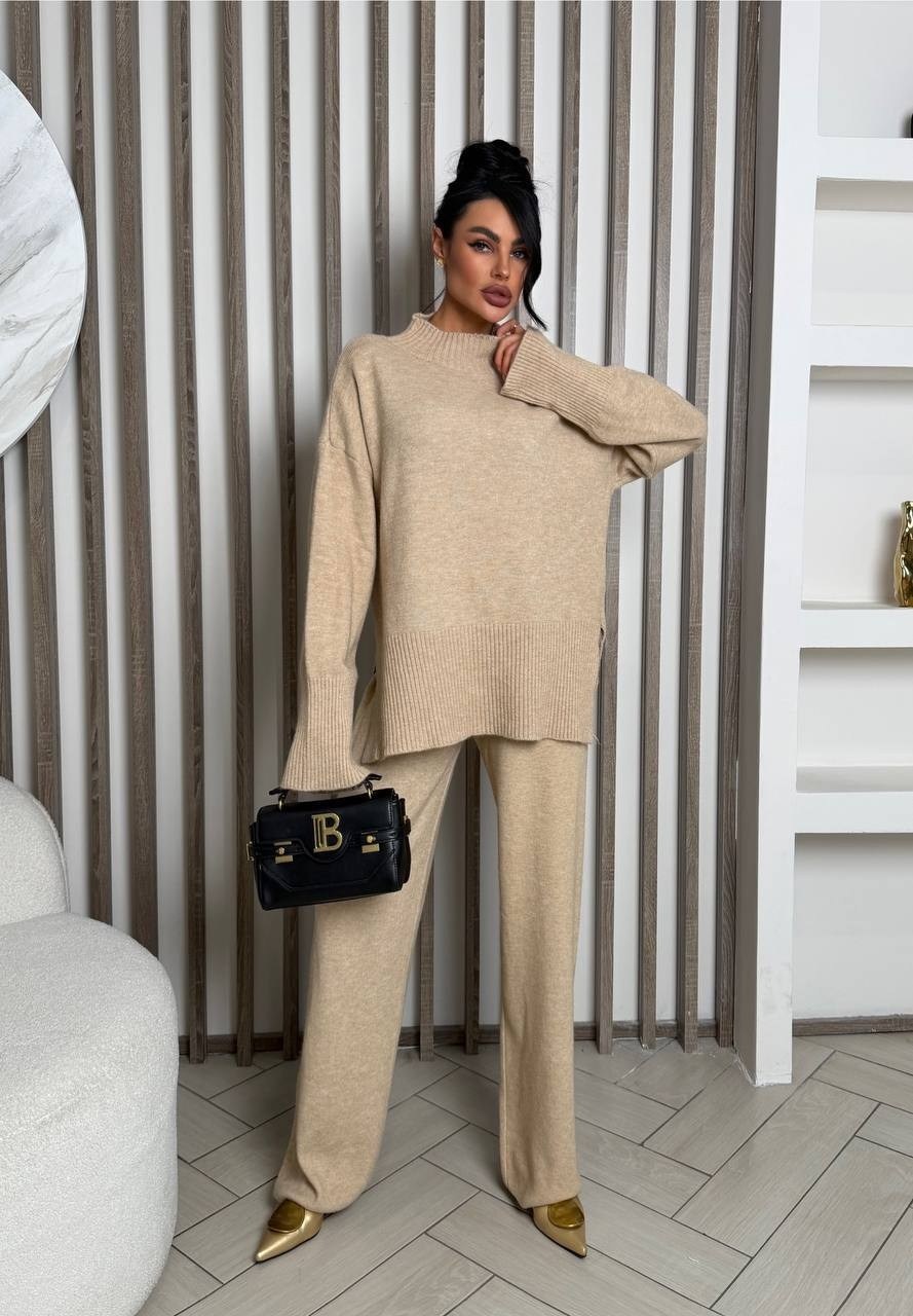 костюм вязаный трикотажный теплый с брюками eva coosh,костюм вязаный трикотажный теплый с брюками eva coosh 337123310,трикотажный костюм с брюками и свитером теплый dpleo 263045794,костюм трикотажный