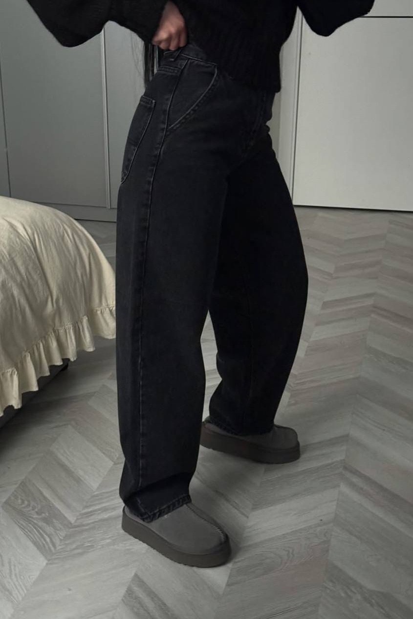 черные широкие джинсы,стиль одежды,образ с черными джинсами,женские джинсы