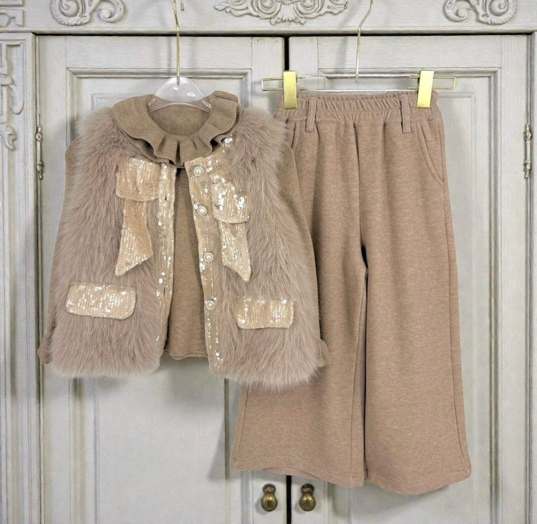 комплекты одежды для девочек,меховая жилет,жилет из искусственного меха,одежда для девочки,костюм одежды для девочек