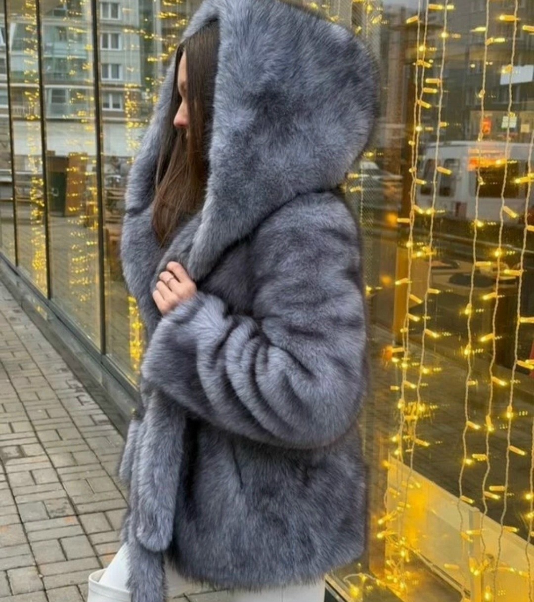 шуба норковая,шуба искусственная под норку с капюшоном,шуба серый мех,серые шубы,шуба с капюшоном