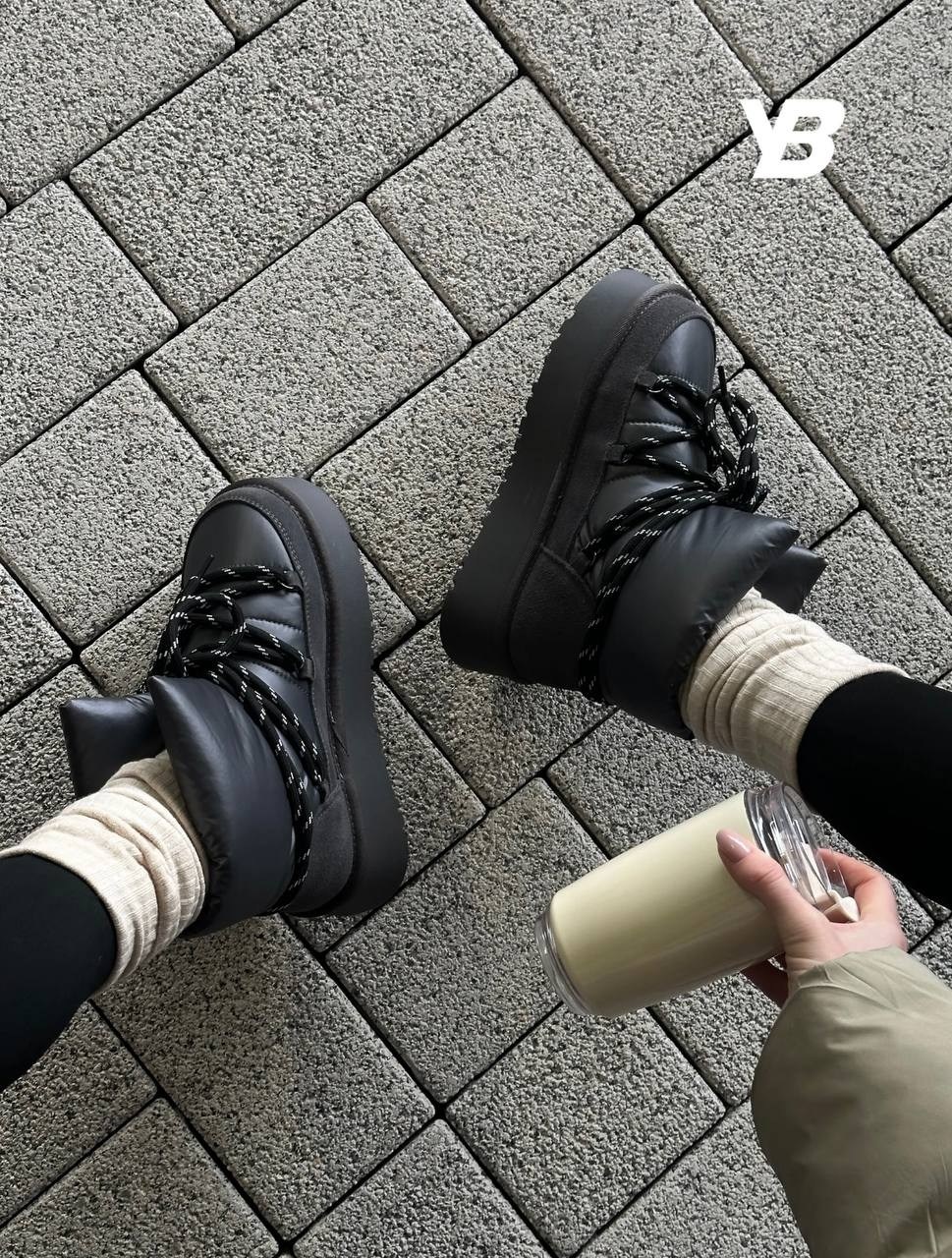 угги дутики на высокой платформе,,дутики женские,дутики tendance zf1480-7-2 черный,дутики