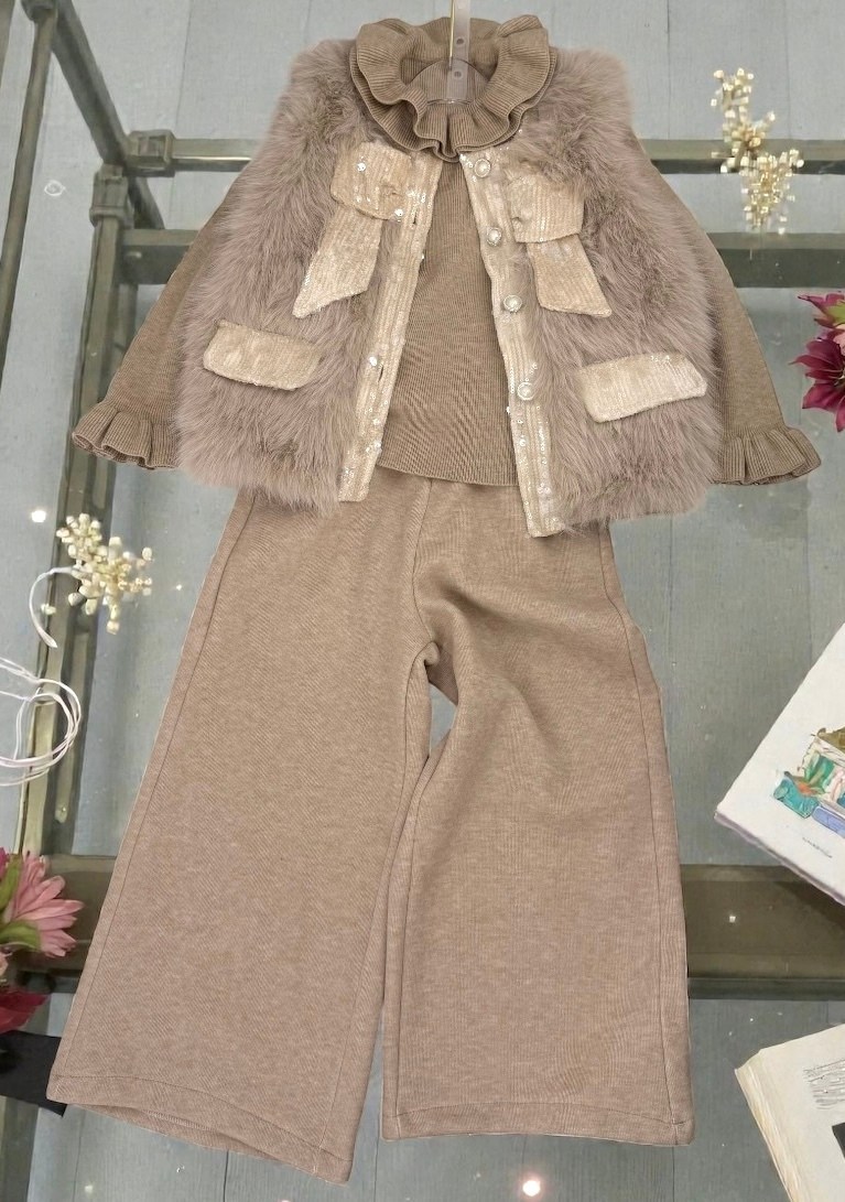 комплекты одежды для девочек,меховая жилет,жилет из искусственного меха,одежда для девочки,костюм одежды для девочек
