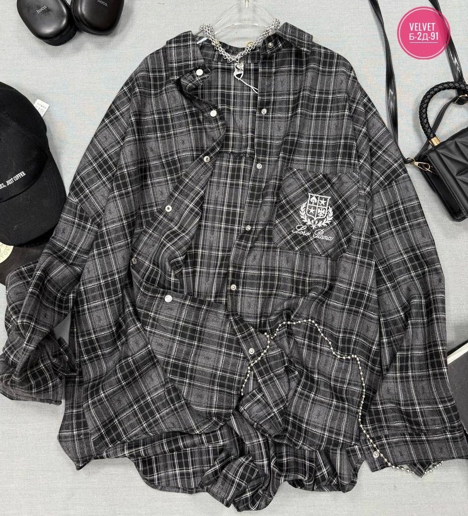 женская рубашка в клетку,рубашка в клетку оверсайз со стразами perferita,рубашка женская,рубашка в клетку женская оверсайз,рубашка в клетку оверсайз удлиненная marybeth