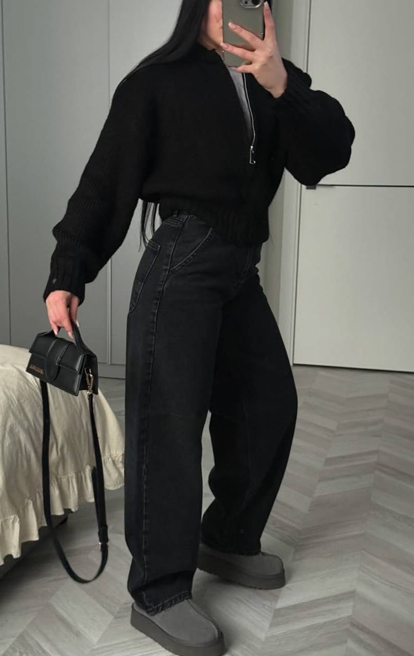 черные широкие джинсы,стиль одежды,образ с черными джинсами,женские джинсы