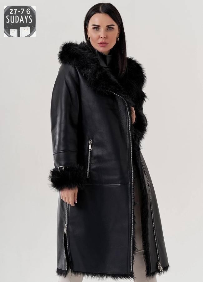 дубленка женская черная,дубленка из эко кожи,дублёнка авиатор женская удлиненная,женская дублёнка,дубленка удлиненная