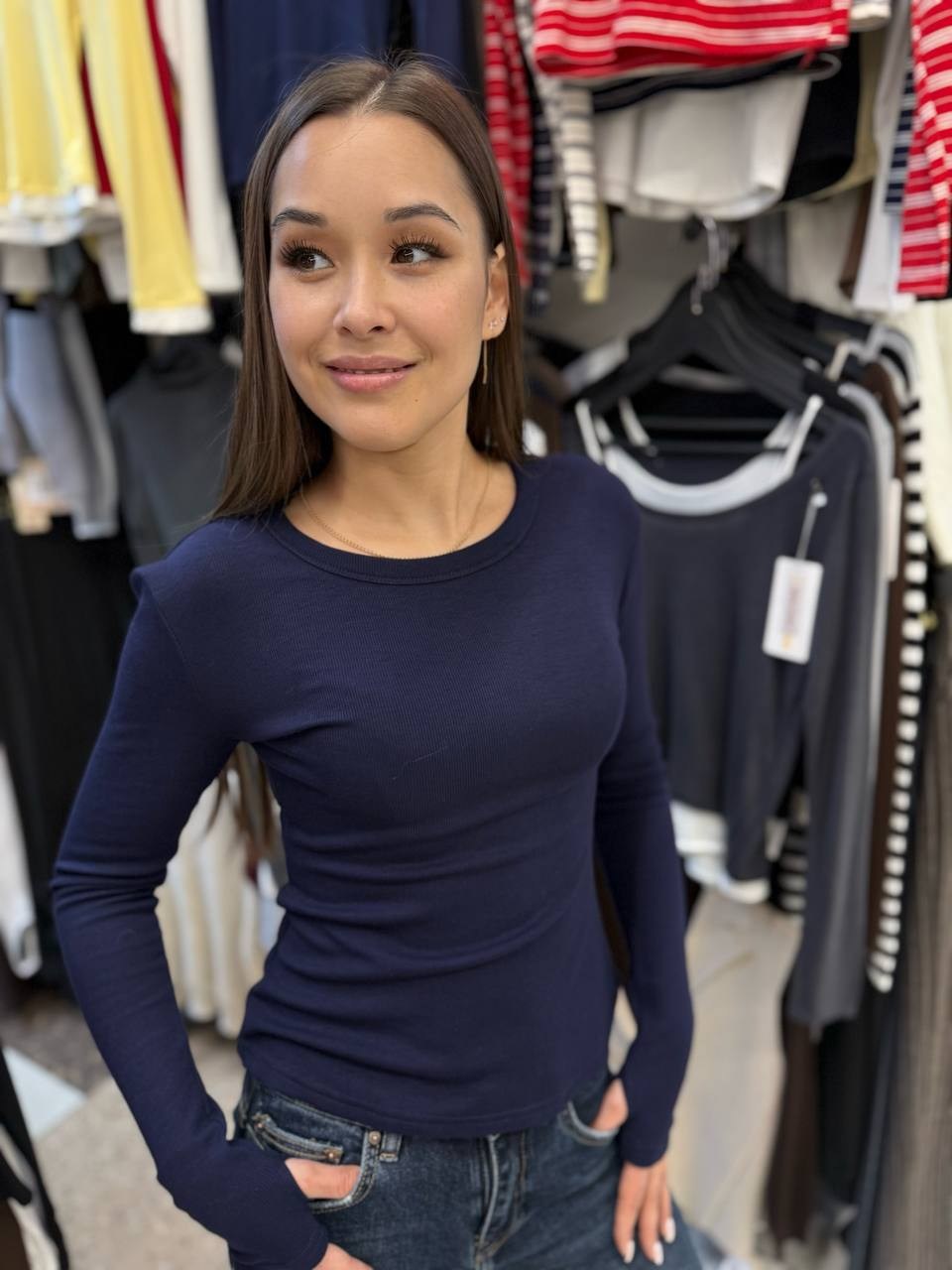 женская кофта,кофта базовая,женский лонгслив,синий лонгслив,женские джемпера