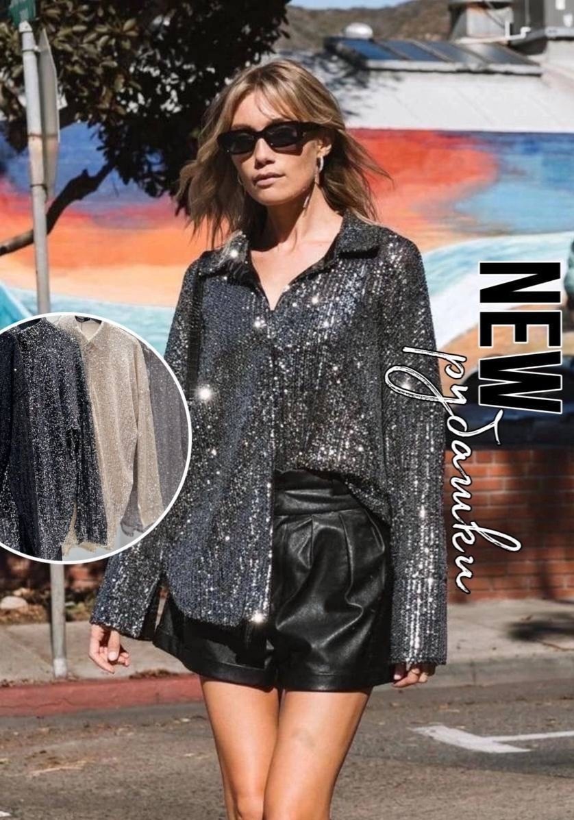 рубашка с пайетками,рубашка пайетки,женская рубашка с блестками,женская рубашка с блестящими пайетками,рубашка в пайетках