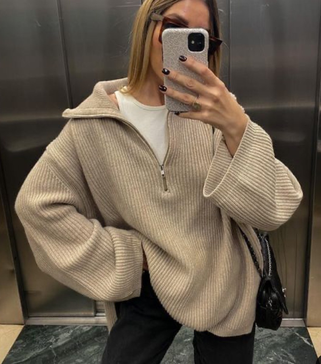 свитер на молнии оверсайз cosmo brand,свитер вязаный оверсайз с горлом на молнии mycloz,свитер вязаный оверсайз с горлом на молнии mycloz цвет коричневый,свитер на молнии оверсайз,свитер вязаный оверс