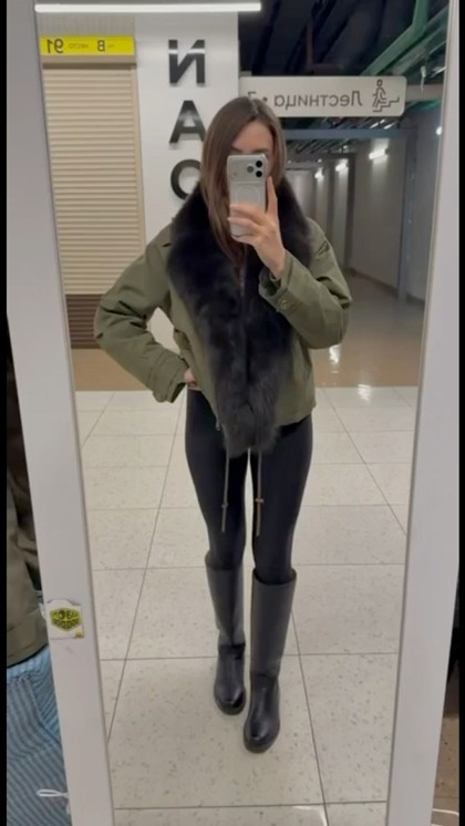 парка с мехом,парка с натуральным мехом,зеленая парка с мехом,куртка с мехом,парка женская с натуральным мехом