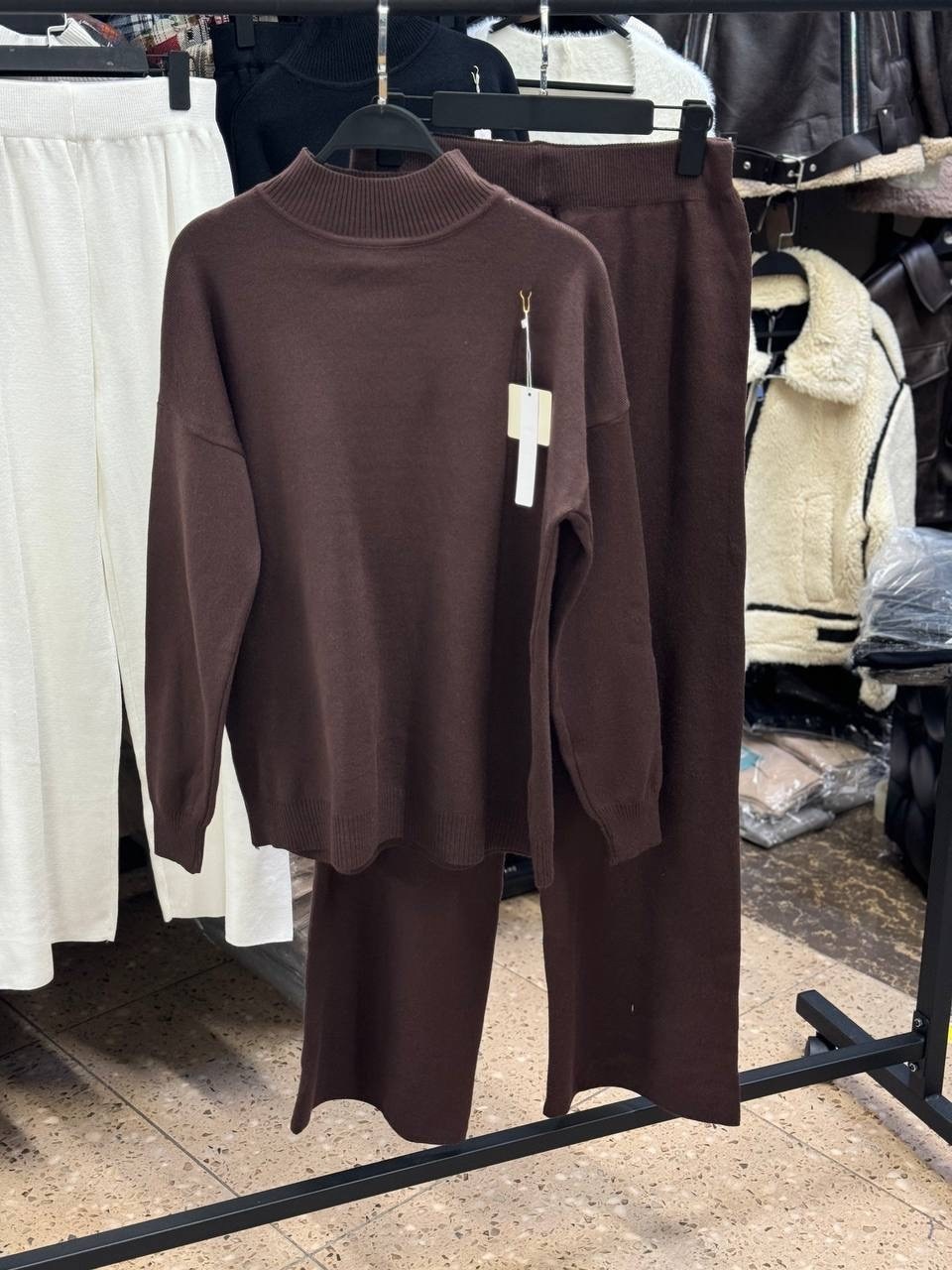 костюм вязаный теплый с брюками vievie,костюм вязаный теплый с брюками vievie цвет черный,костюм вязаный теплый с брюками vievie 257381484,костюм двойка женская,костюмы брючные