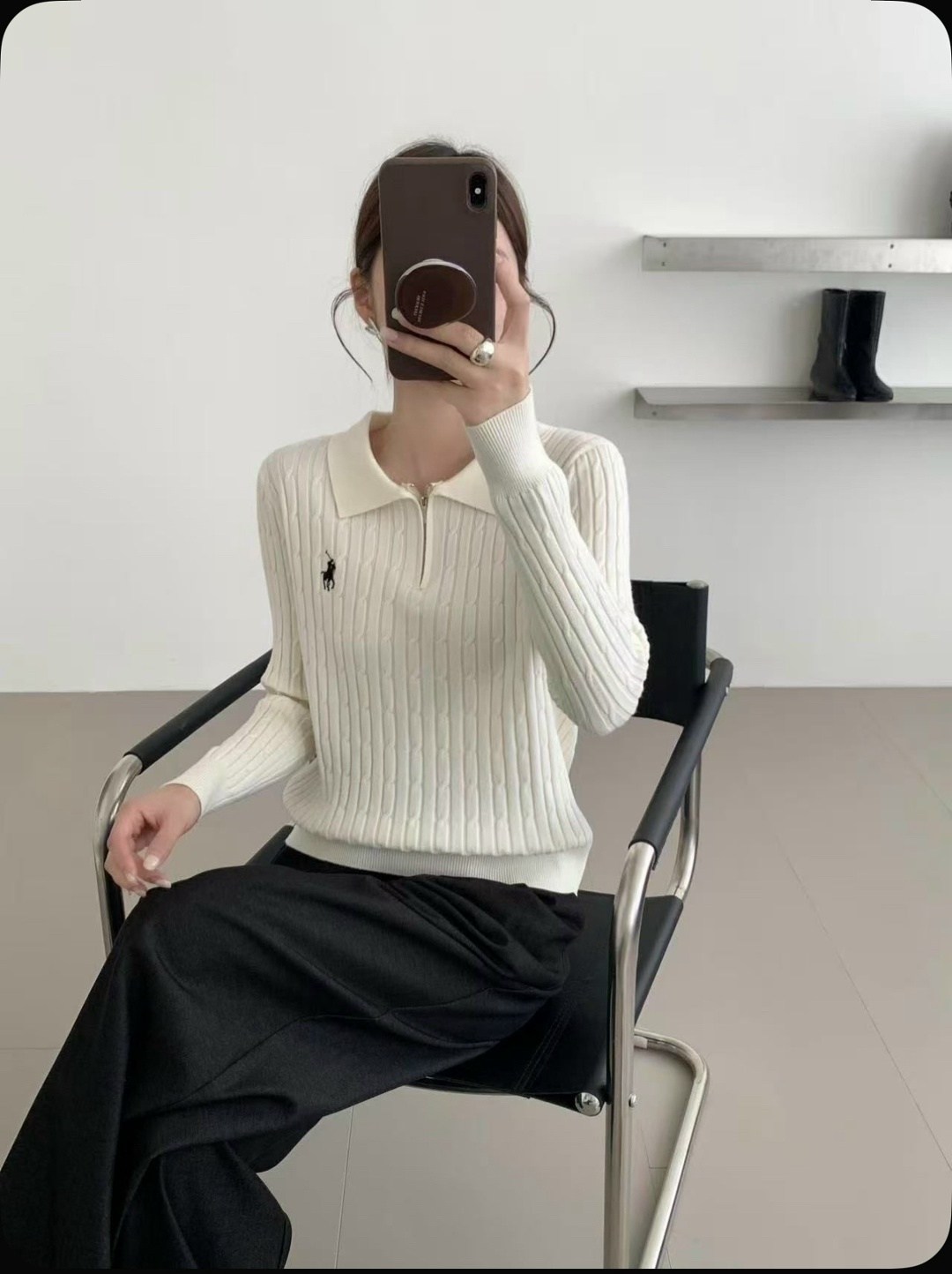 вязаный свитер женский,свитер с воротником,модные свитера,джемпер с воротником поло женский,модный женский свитер