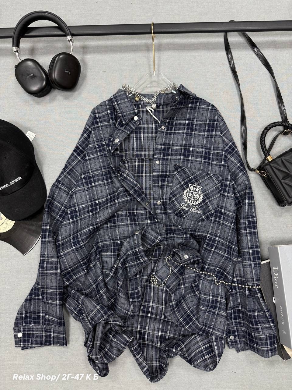 женская рубашка в клетку,женская рубашка в клетку оверсайз,рубашка в клетку оверсайз со стразами perferita,рубашка в клетку,рубашка в клетку оверсайз удлиненная