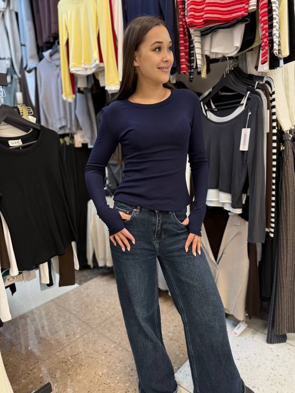 женская кофта,кофта базовая,женский лонгслив,синий лонгслив,женские джемпера