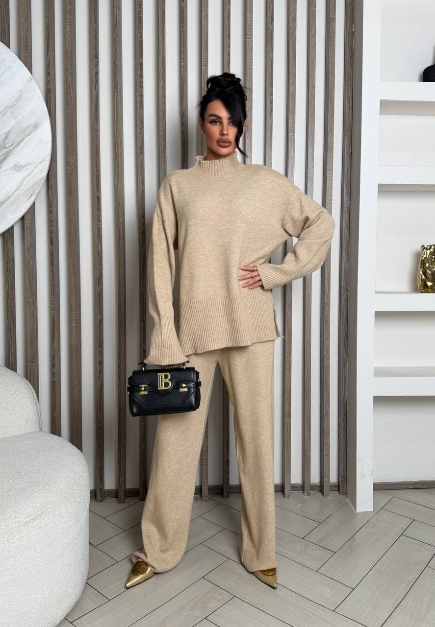 костюм вязаный трикотажный теплый с брюками eva coosh,костюм вязаный трикотажный теплый с брюками eva coosh 337123310,трикотажный костюм с брюками и свитером теплый dpleo 263045794,костюм трикотажный