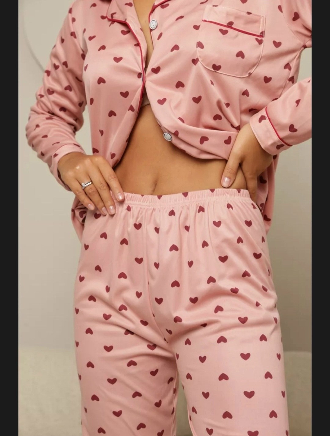 пижама теплая со штанами и рубашкой с сердечками,пижамы женски,женская пижама,пижама розовая,комплект пижама