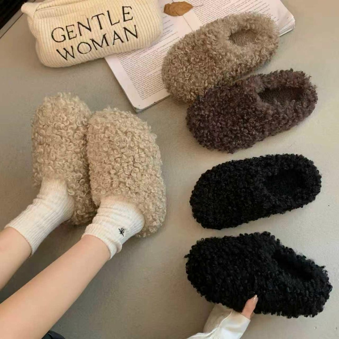 женские тапочки из овечьей шерсти,женские зимние теплые пушистые тапочки на толстой подошве,тапочки из овечьей шерсти для женщин,джум. модные теплые утолщенные тапочки из овечьей шерсти для женщин,жен