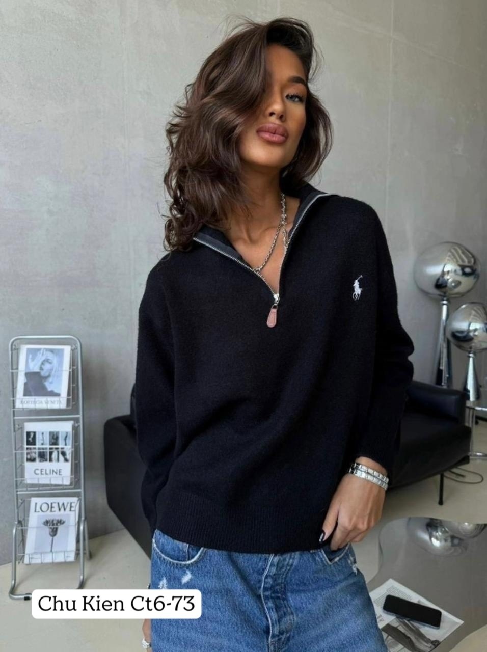 женская кофта,кофта,свитер полузамок на молнии с замком поло y2k ay clo 301338568,женский свитер-поло на молнии,кашемировый свитер polo