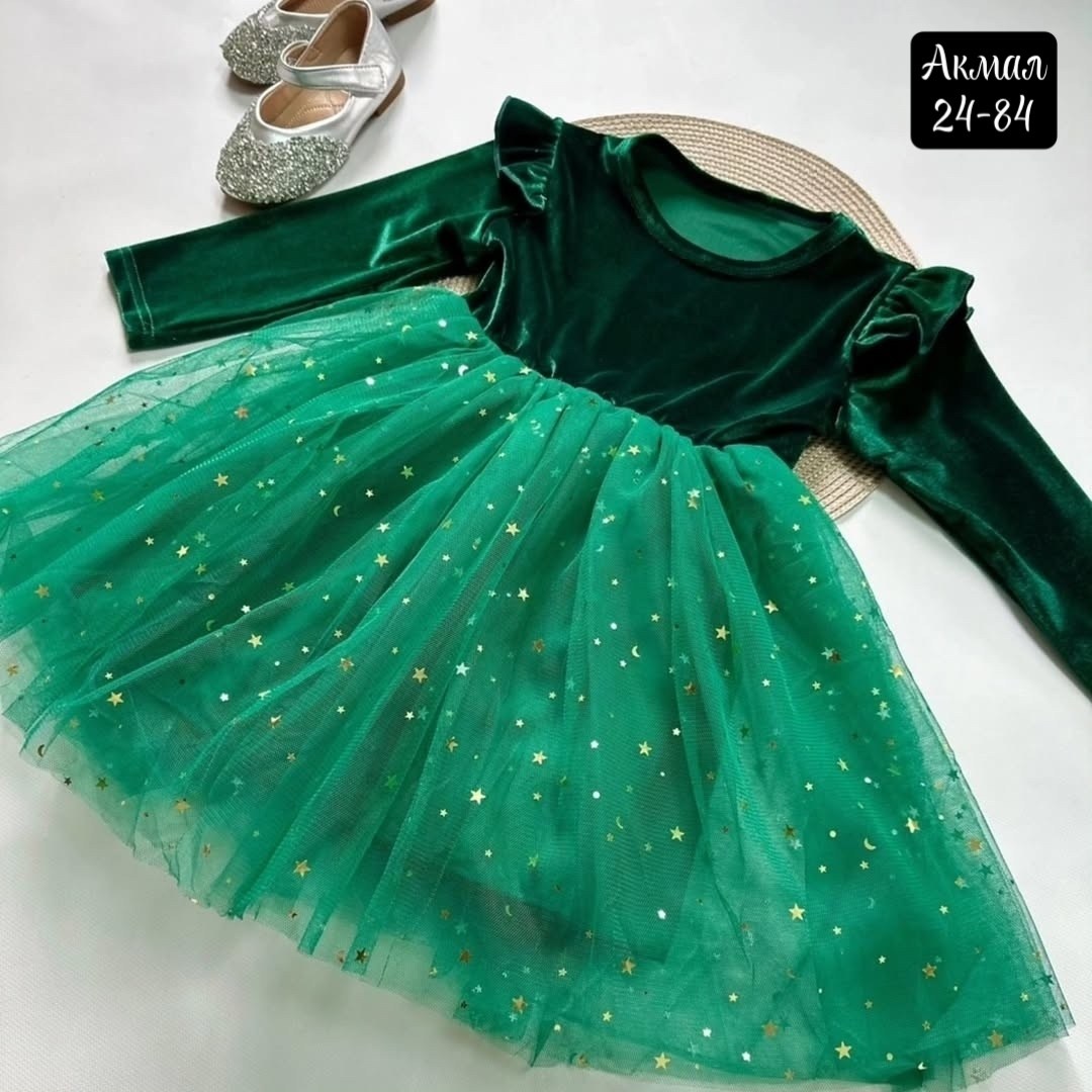 изумрудное платье для девочки,платье для девочки,платье новогоднее,платье зеленое для девочки,платье для девочки с блестками