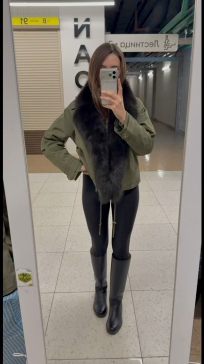 парка с мехом,парка с натуральным мехом,зеленая парка с мехом,зеленая парка с мехом песца,женская парка с мехом