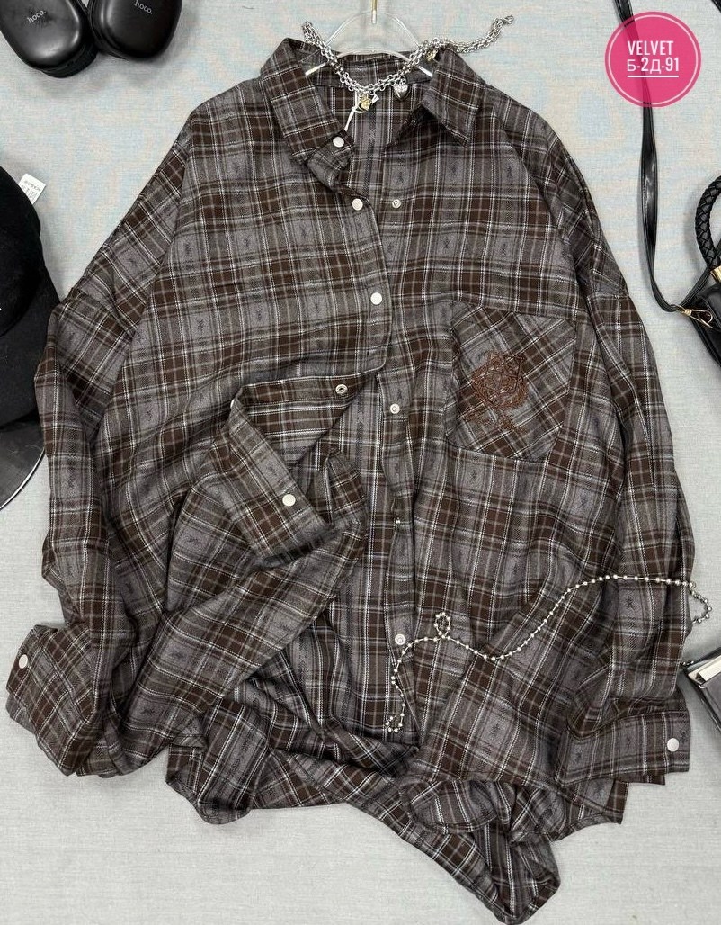 женская рубашка в клетку,рубашка в клетку оверсайз со стразами perferita,рубашка женская,рубашка в клетку женская оверсайз,рубашка в клетку оверсайз удлиненная marybeth