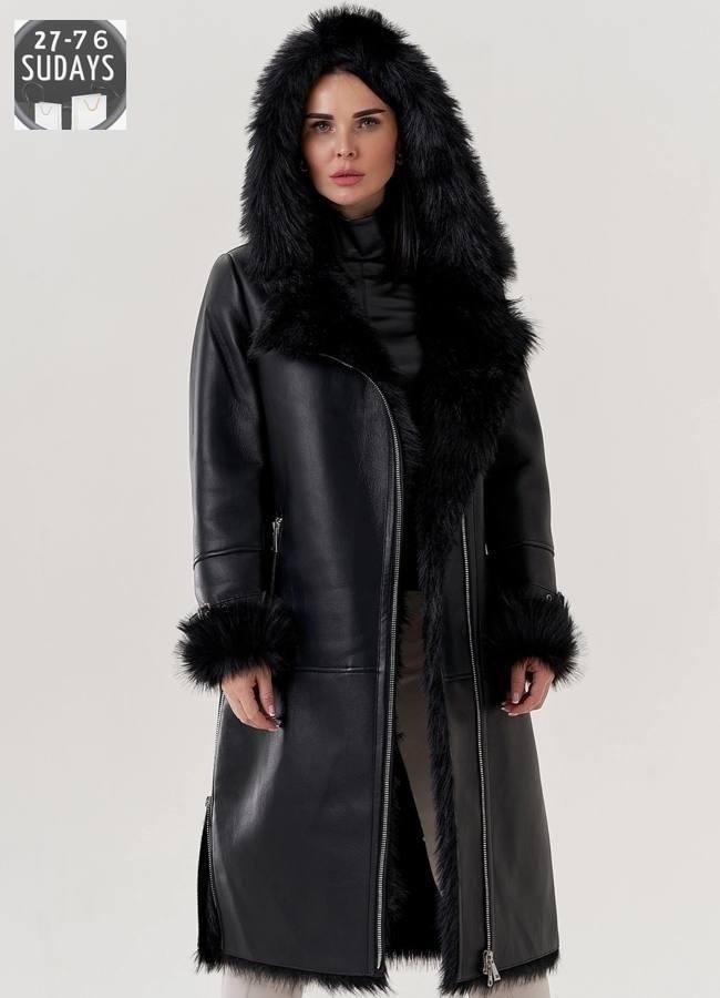 дубленка женская черная,дубленка из эко кожи,дублёнка авиатор женская удлиненная,женская дублёнка,дубленка удлиненная