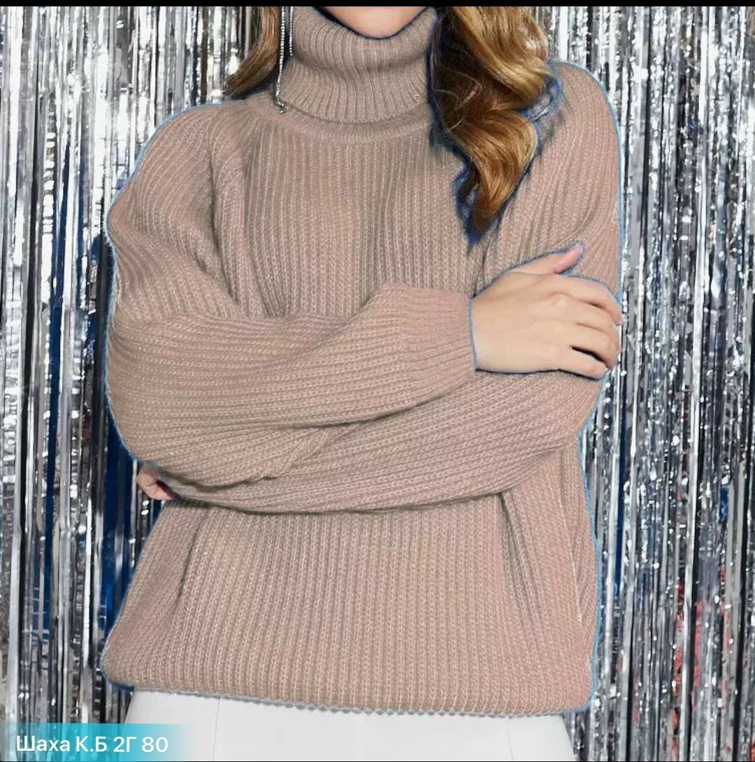 женские вязаные свитера,свитер оверсайз спицами женский с воротником хомут,модные свитера,свитер с высоким воротом,синий свитер женский