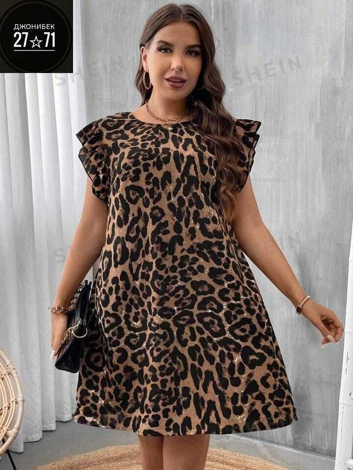 платье женская,женское платье больших размеров,платье туника,летнее платье женское,платье с леопардовым принтом