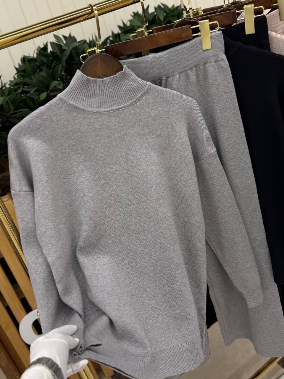 костюм вязаный теплый с брюками vievie,костюм вязаный теплый с брюками vievie цвет черный,костюм вязаный теплый с брюками vievie 257381484,костюм двойка женская,костюмы брючные