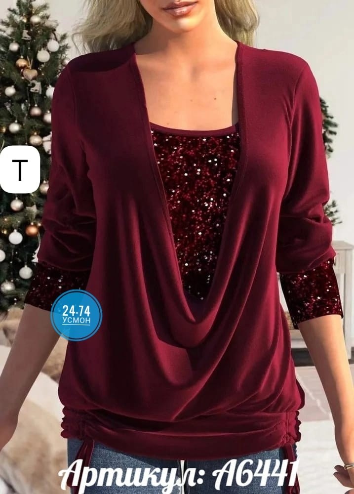 женская блузка ткань крепунт + пайетка,трикотажные блузки,женская кофта,блузка с мягкой тканью и свободным кроем,нарядная блузка