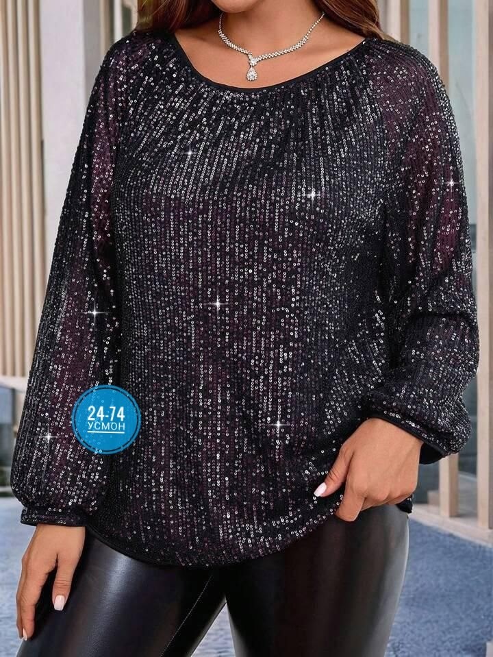 блузка с пайетками,блузка вечерняя нарядная пайетки больших размеров bemark fashion,кофта с пайетками,блузка из блестящей ткани,блестящая блузка
