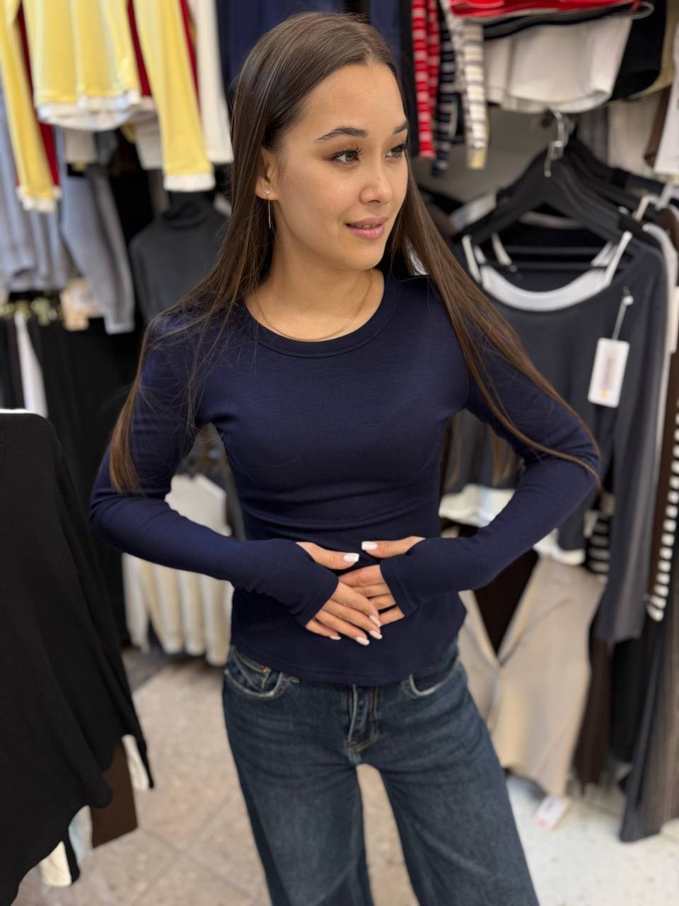 женская кофта,кофта базовая,женский лонгслив,синий лонгслив,женские джемпера