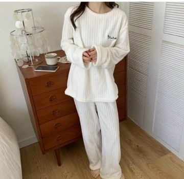 женский пижамный комплект с длинными рукавами,озон пижамы женские,теплая пижама,домашняя одежда пижама,пижама плюшевая теплая со штанами