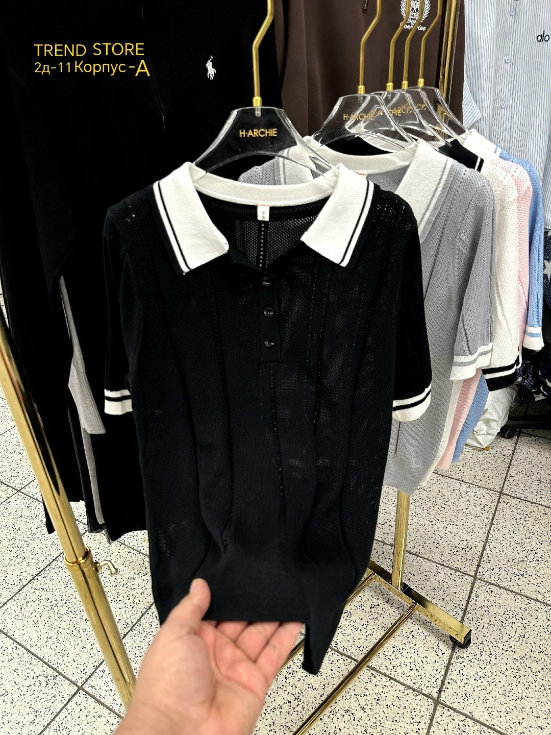 блузка трикотажная с воротником-поло коричневый,женская кофта,блузка трикотажная коричневая,джемпер с воротником,блузка trendyol трикотажная с воротником-поло, коричневый