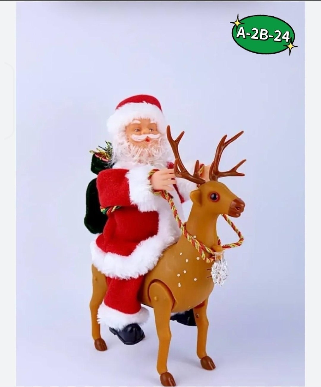 фигурка "дед мороз" 30см музыкальная 257431,дед мороз с оленем,игрушка,новогодние фигурки,дед мороз игрушка