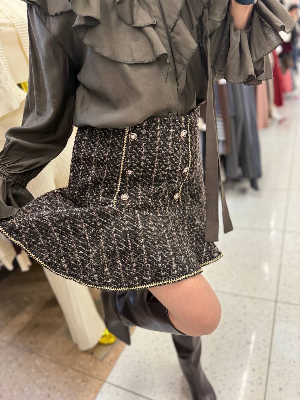 юбка,юбка модная,юбка из твида,юбка с оборками,твидовая юбка