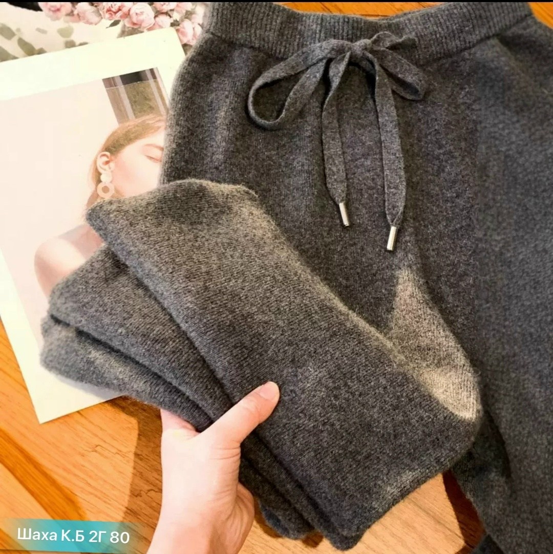 женские кашемировые брюки с широкими штанинами,трикотажные брюки,брюки женские трикотажные с широкими штанинами,широкие трикотажные штаны,длинные кашемировые широкие брюки