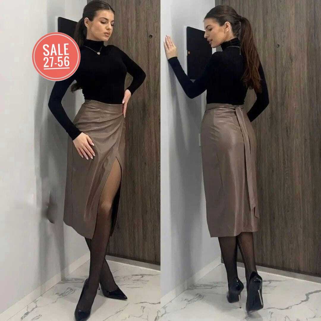 юбка кожаная миди,кожаная юбка с разрезом,кожаная юбка,юбка женская,кожаная юбка миди с разрезом