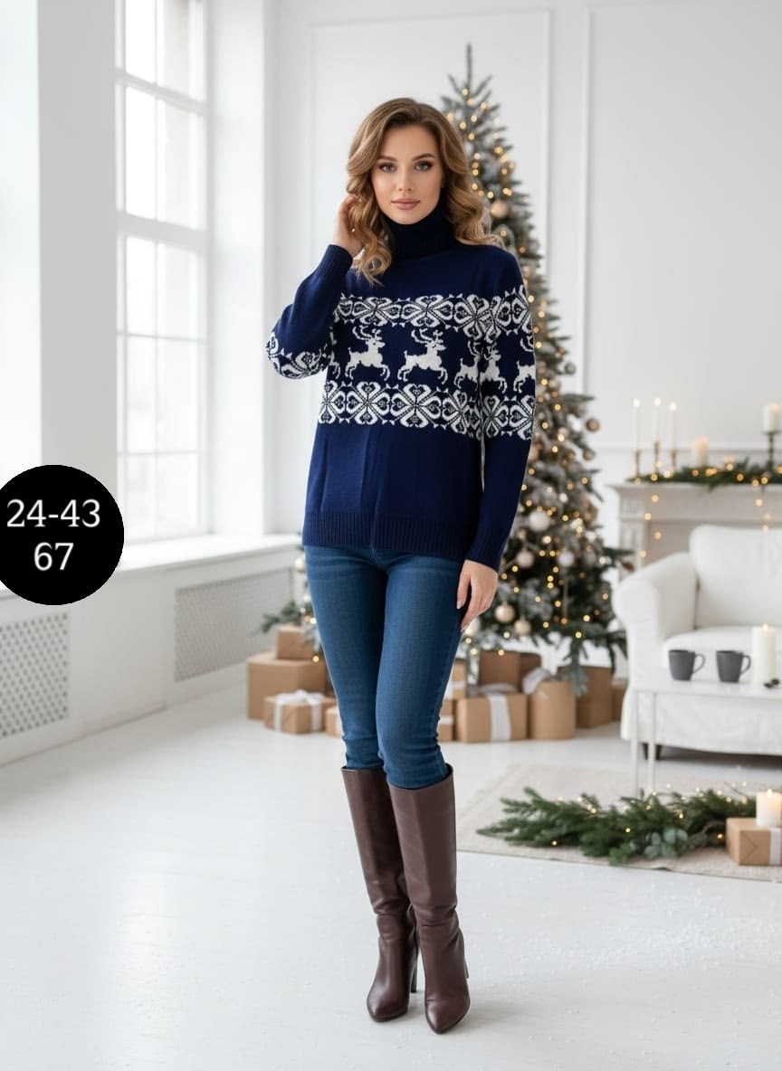 свитер женский с оленями,свитер с оленями,красный свитер с оленями,свитер с оленями женский шерстяной красный,новогодний свитер