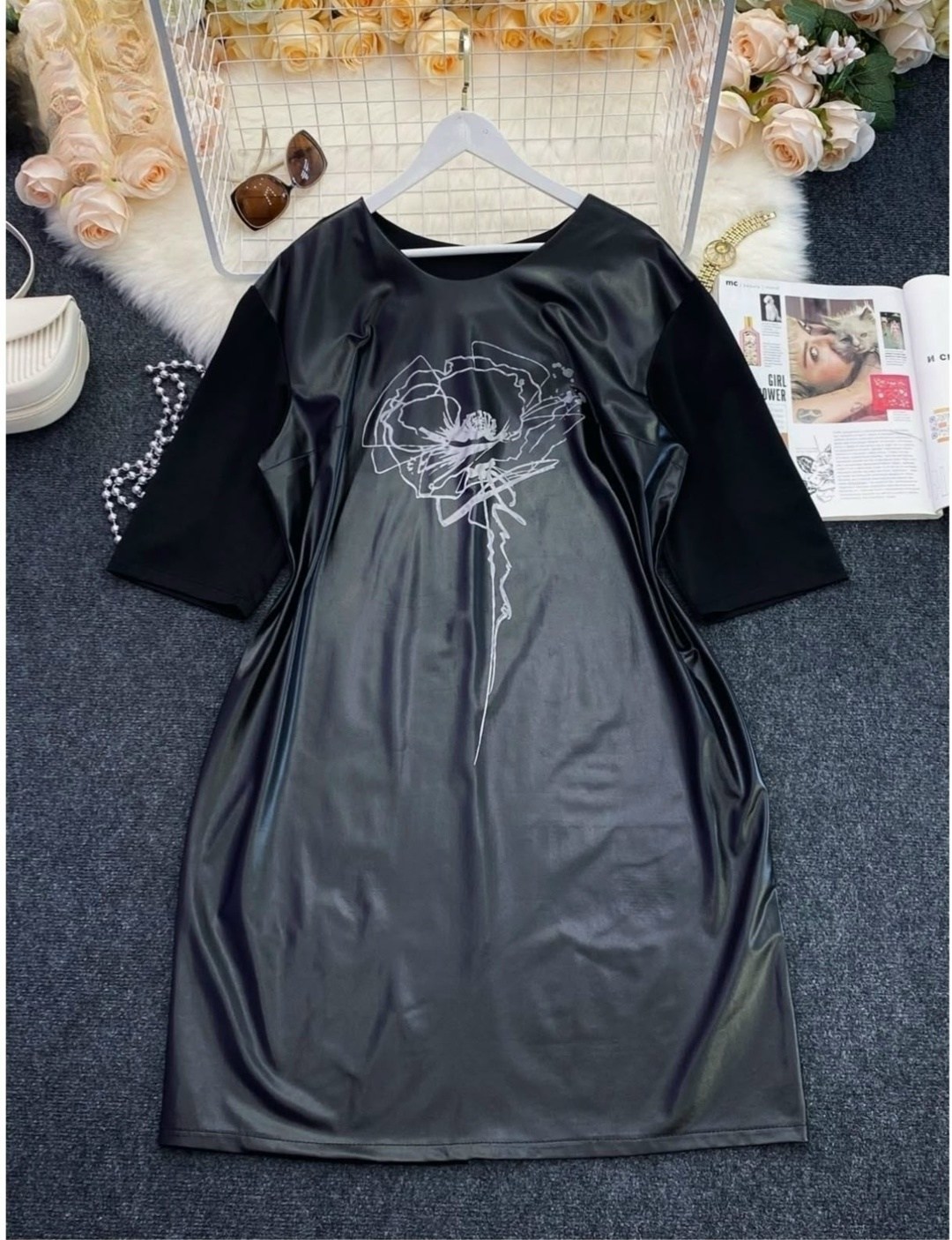 платье из экокожи,женское платье,платье,нарядное платье,платье denny rose черное