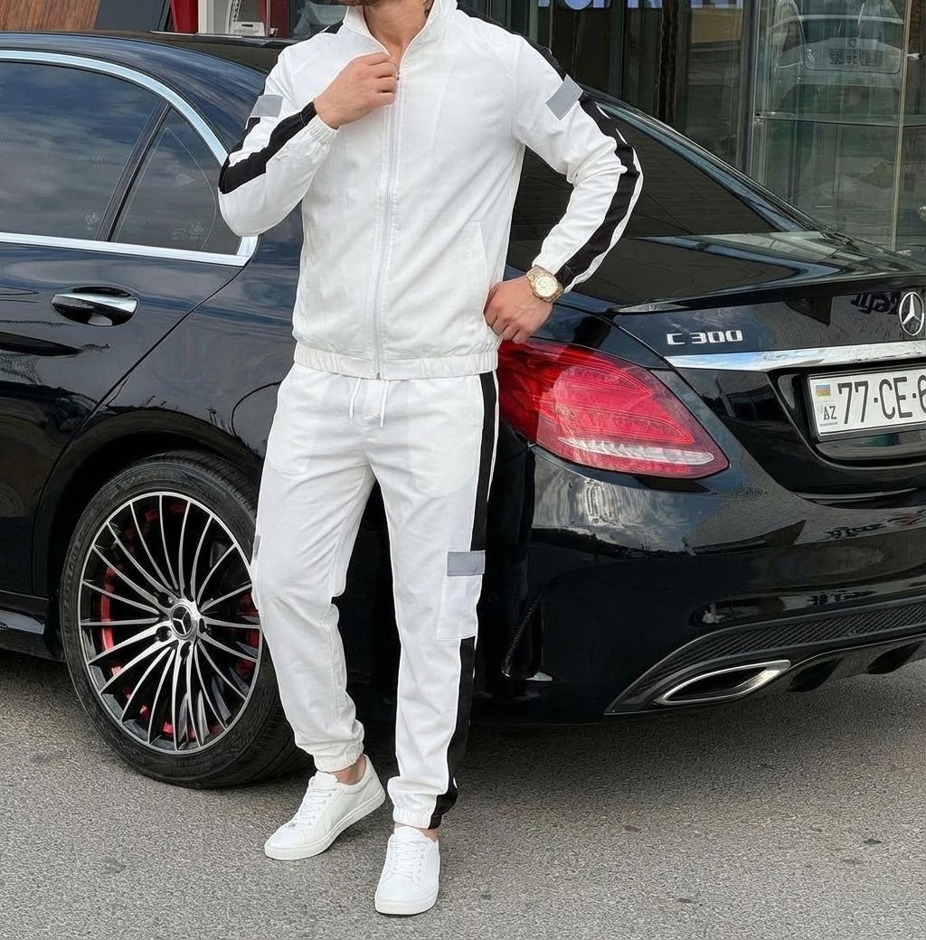 в спортивном костюме,костюмы спортивные мужские,мужская мода,белый спортивный костюм,белый спортивный костюм мужской