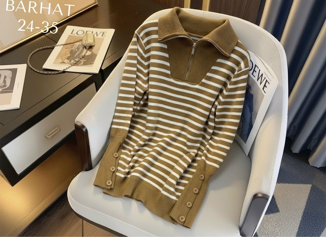 женский свитер,свитер с воротником,свитер в полоску женский,трикотажный свитер в полоску,свитер с полоска