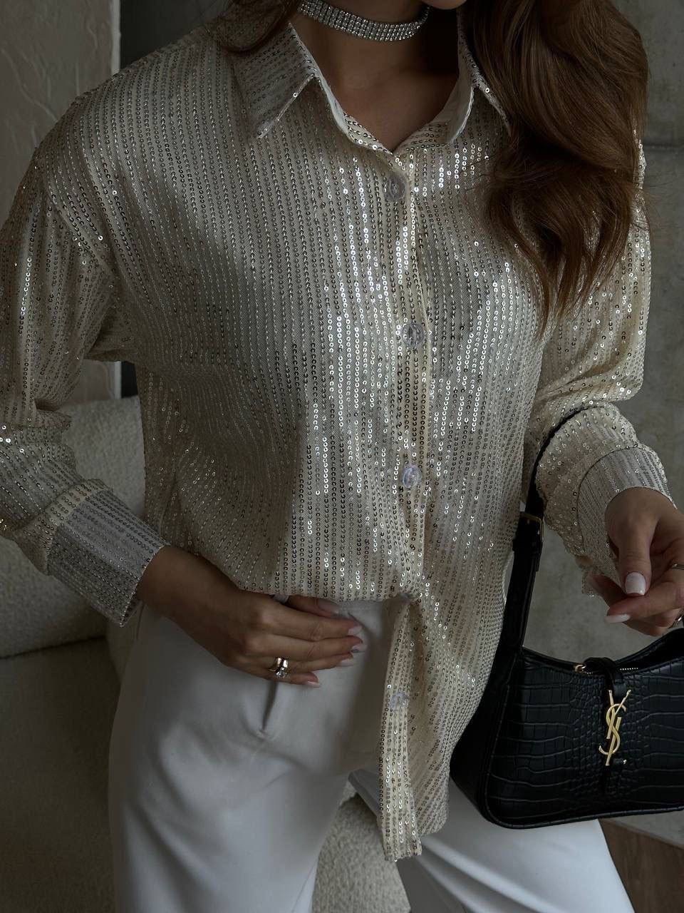 рубашка с пайетками,рубашка оверсайз блестящая с пайетками,женская рубашка с пайетками на пуговицах с длинным рукавом и лацканами блестящая блузка,блузка с пайетками,рубашка оверсайз блестящая с пайет